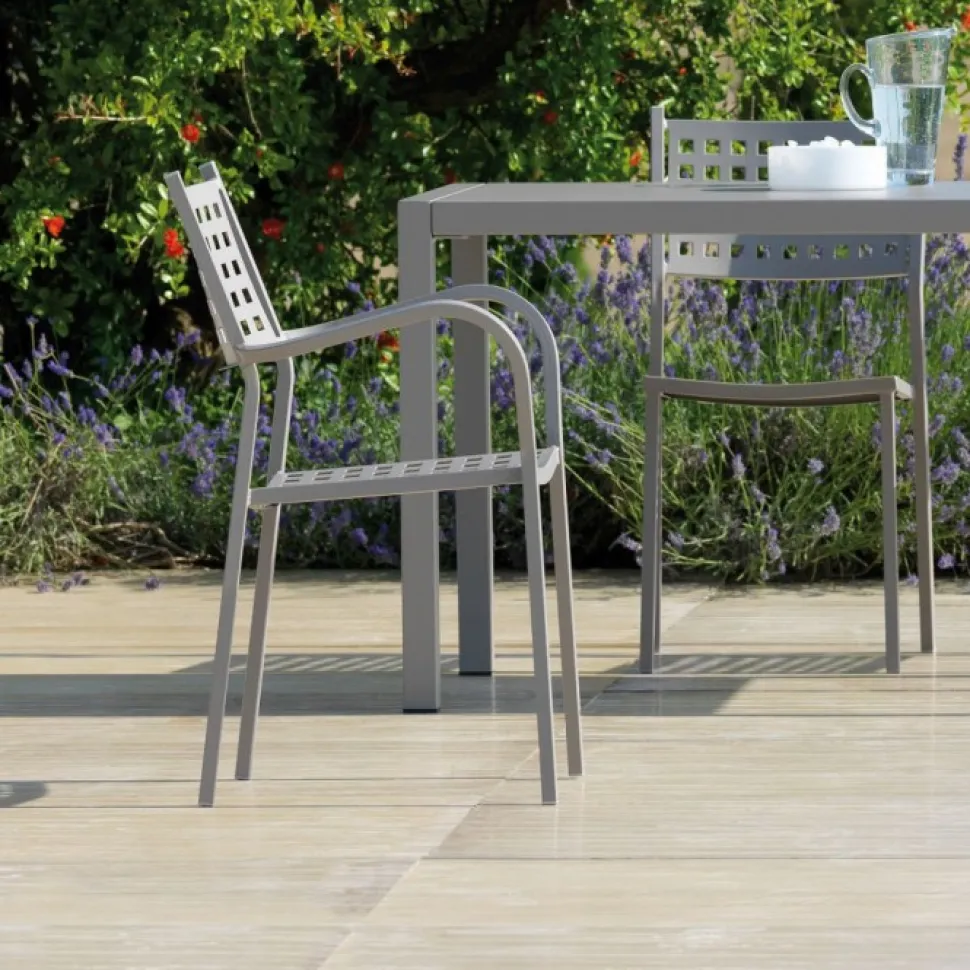 Alice Pt Sedia Con Braccioli In Acciaio Zincato