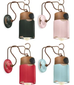 Applique A Muro In Ceramica Vintage, Bakewell Di Ferroluce, Prodotto 100% Made In Italy.