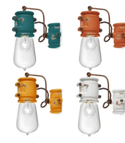 Applique Brooklyn Di Ferroluce, Stile Retro In Ceramica Anticata, Realizzata Interamente In Italia.