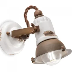 Applique New York Di Ferroluce, Disponibili Varie Finiture Anticate Vintage, Paralume E Rosetta Abbinati.