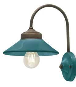 Applique Riga Di Ferroluce, Paralume E Rosetta In Ceramica Con Colori Abbinati.