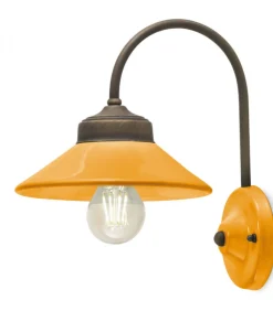 Applique Riga Di Ferroluce, Paralume E Rosetta In Ceramica Con Colori Abbinati.