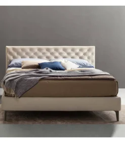 Bubbles Lift, Letto Con Testiera Effetto Capitone E Giroletto A Fascia Alta