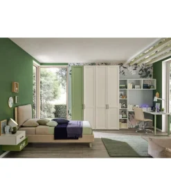 Camera Da Letto Vg303 Di Moretti Compact, Con Letto Imbottito E Rivestito In Ecopelle O In Tessuto.