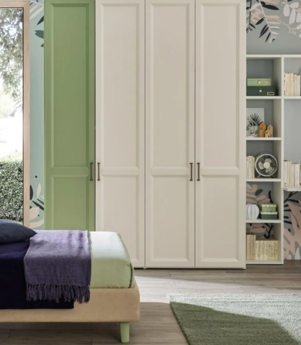 Camera Da Letto Vg303 Di Moretti Compact, Con Letto Imbottito E Rivestito In Ecopelle O In Tessuto.