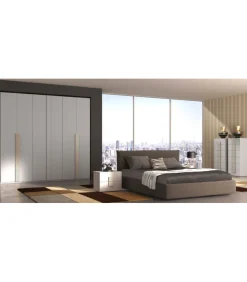 Camera Matrimoniale In Larice Bianco Nobilitato Con Particolare Colore Tortora