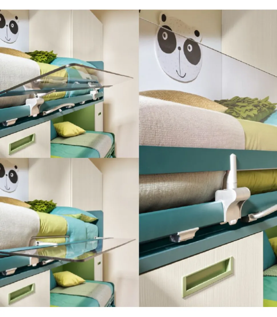 Cameretta Componibile Kc509 Con 2 Letti Estraibili E 3 Comodi Posti Letto