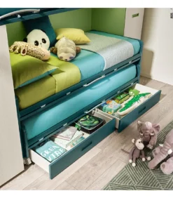 Cameretta Componibile Kc509 Con 2 Letti Estraibili E 3 Comodi Posti Letto