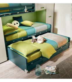 Cameretta Componibile Kc509 Con 2 Letti Estraibili E 3 Comodi Posti Letto
