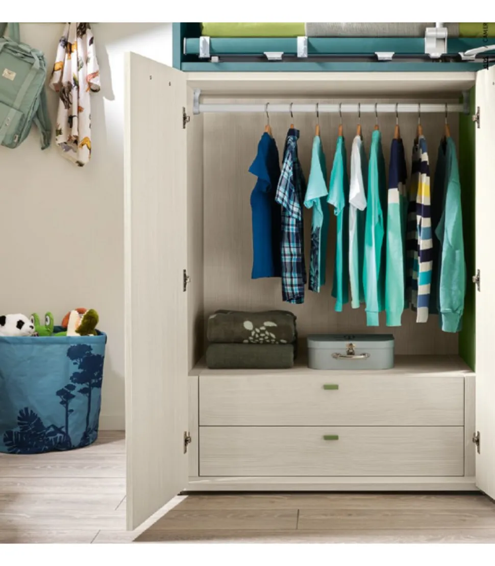 Cameretta Componibile Kc509 Con 2 Letti Estraibili E 3 Comodi Posti Letto