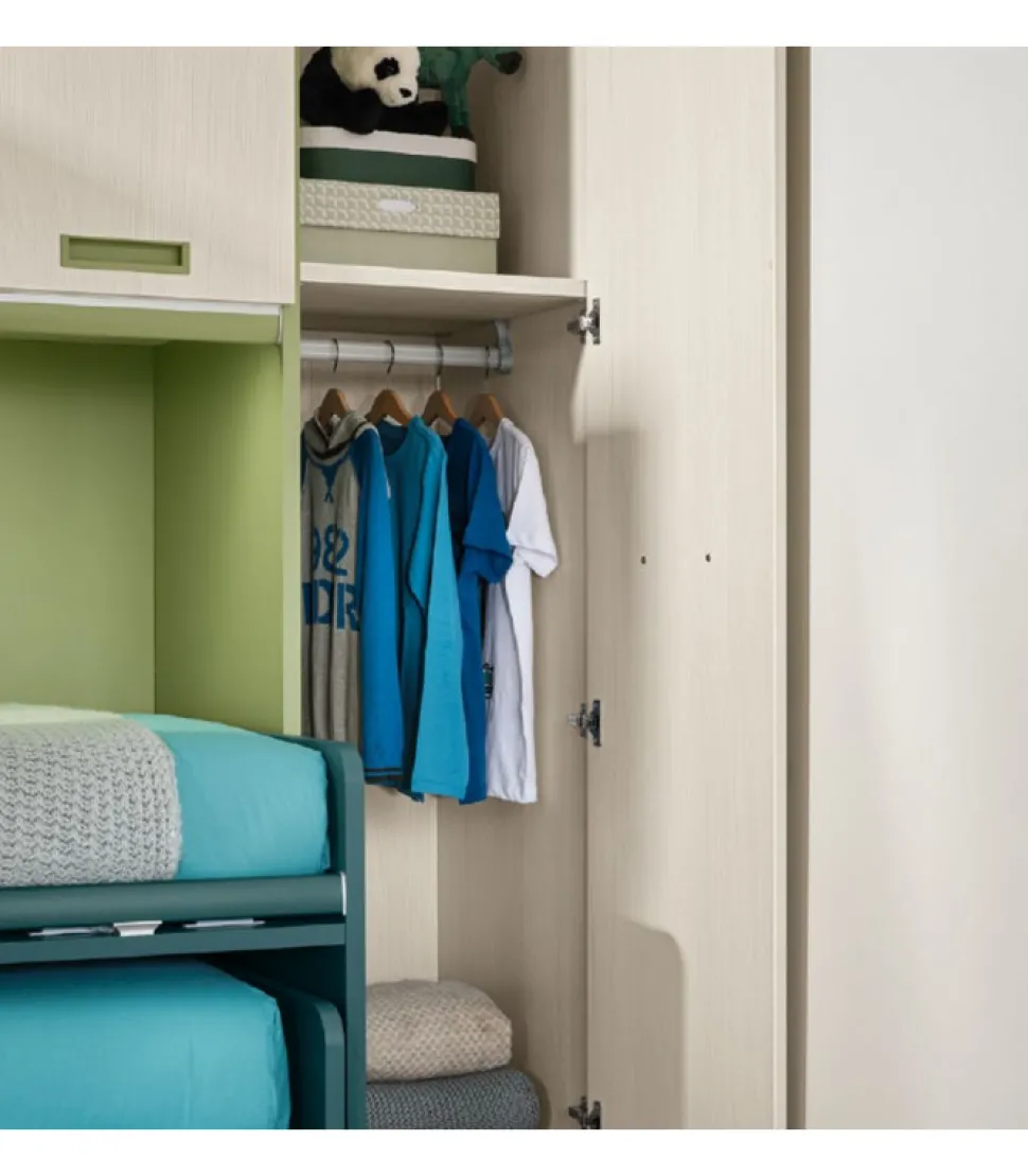 Cameretta Componibile Kc509 Con 2 Letti Estraibili E 3 Comodi Posti Letto