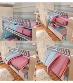 Cameretta Componibile Kc506: Letto A Castello Con Meccanismo Facile E Libreria A Giorno