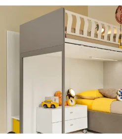 Cameretta Componibile Modello Kc507 - Letto A Castello Con Armadio Attrezzato