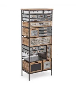 Cassettiera 19C Officina Struttura In Ferro. Cassetti In Ferro, Zinco E Legno Di Pino