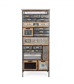 Cassettiera 19C Officina Struttura In Ferro. Cassetti In Ferro, Zinco E Legno Di Pino