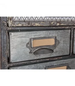 Cassettiera 19C Officina Struttura In Ferro. Cassetti In Ferro, Zinco E Legno Di Pino