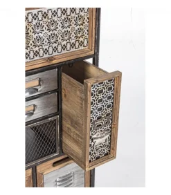 Cassettiera 19C Officina Struttura In Ferro. Cassetti In Ferro, Zinco E Legno Di Pino