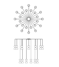 Clessidra, Lampadario A 48 Luci
