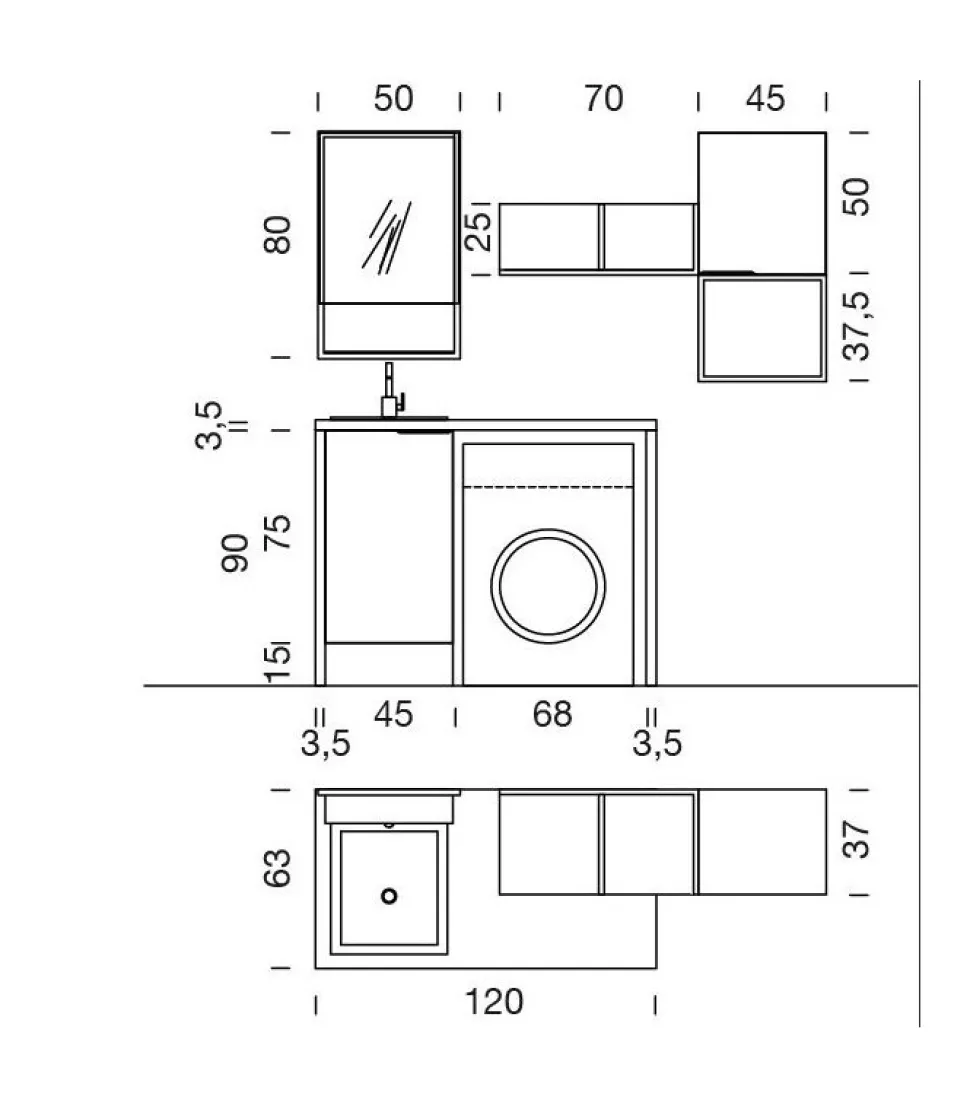 Composizione 13A Del Gruppo Di Lavanderie Lab60 Di Compab, Componibile E Personalizzabile Tramite Preventivo.