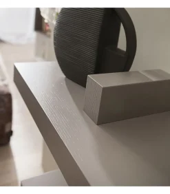 Composizione Ingresso Con Ripiani Pensili Ap. 4 Cm E Specchiera Rettangolare Tortora Con Coppia Appendiabiti A Parete - L.110 Cm - Art 651