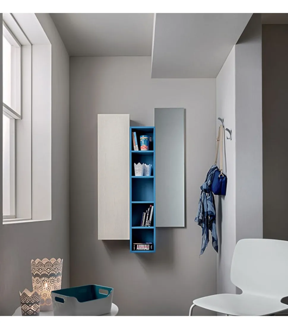 Composizione Pensili Con Specchiera Per L'Ingresso, Il Bagno O La Camera. L.76 H.130 P.22 Cm - Art.634