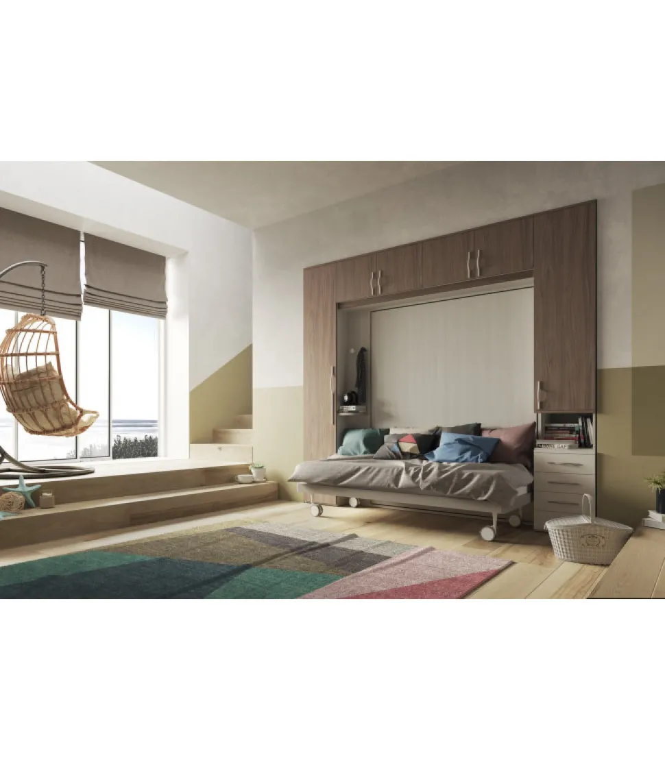 Composizione Pronta Con Letto A Scomparsa E Letto Con Ruote