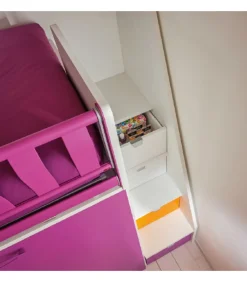 Composizione Soppalco Cameretta Modello Kc505: Letto A Castello Laccato Opaco In Vari Colori E Finiture Laccate E Laminati Disponibili