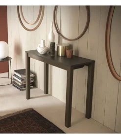 Consolle Allungabile Modello Quad Con Struttura In Metallo E Piani In Laminato Materico