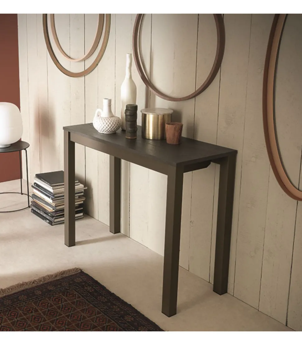 Consolle Allungabile Modello Quad Con Struttura In Metallo E Piani In Laminato Materico