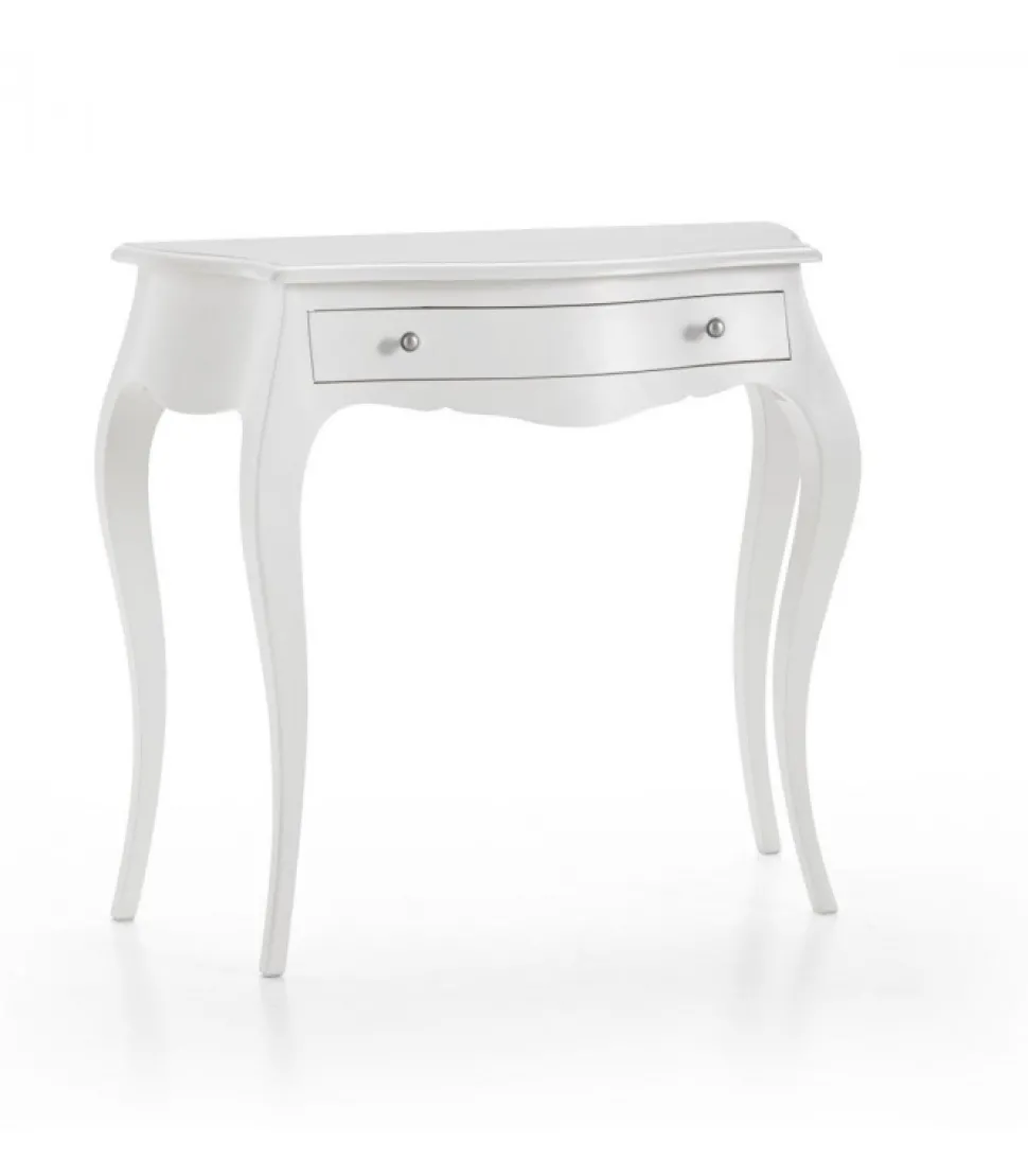 Consolle In Legno Massello Verniciata Bianco Opaco