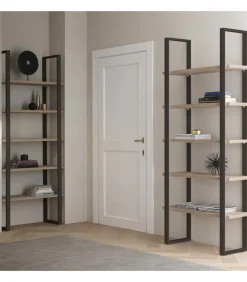 Coppia Librerie Con Struttura In Metallo Verniciato E Ripiani In Hpl O Fenix - L.90 H.215 P.35 Art. 773