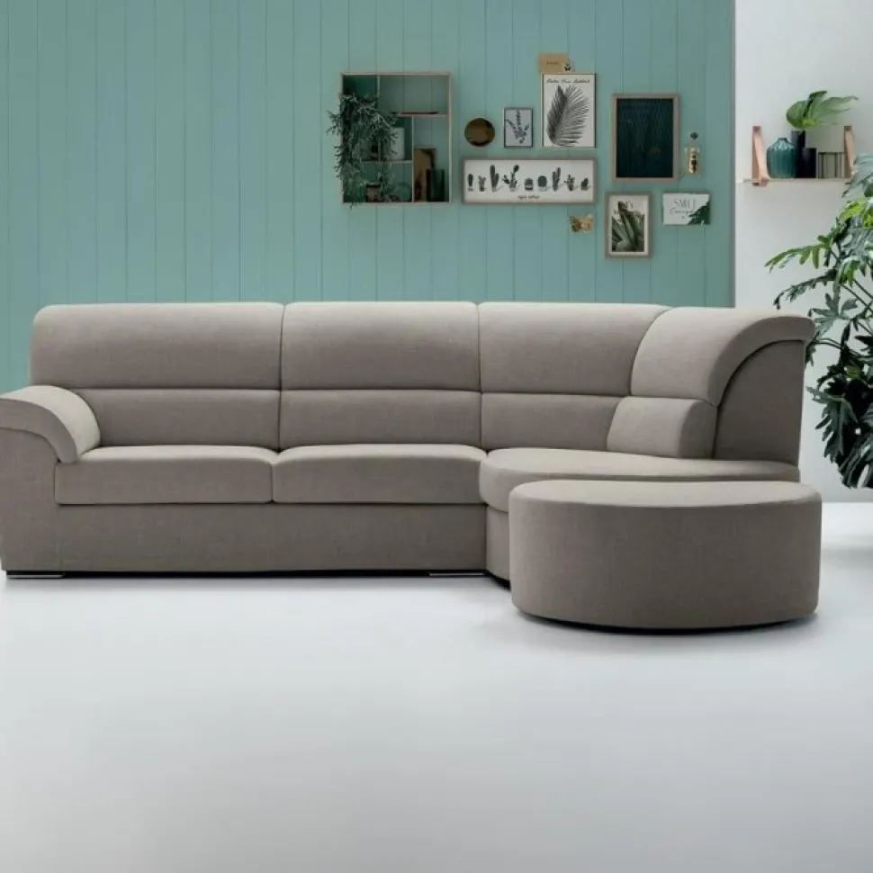 Divano Ad Angolo Russel, Con Pouf Sagomato