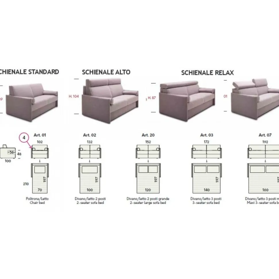 Divano Letto Blair, Comodo E Funzionale Con I Suoi Braccioli Sottilissimi