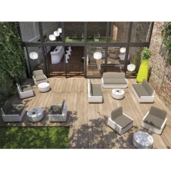 Divano Per Indoor E Outdoor, In Polietilene, Con Seduta E Schienale Imbottiti E Rivestiti, E Sfoderabile.