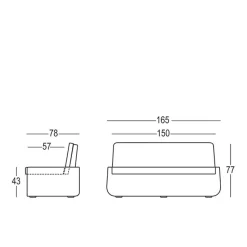 Divano Per Indoor E Outdoor, In Polietilene, Con Seduta E Schienale Imbottiti E Rivestiti, E Sfoderabile.