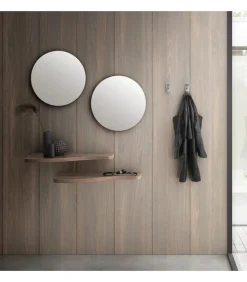 Ingresso Con Doppiaspecchiera Tonda E Coppia Mensole Sagomate. Con Appendiabiti A Parete - Art760