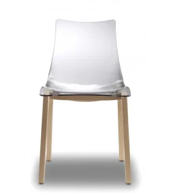 La Scocca In Policarbonato E Disponibile Bianca E Trasparente, Le Gambe In Faggio Naturale E Wenge.