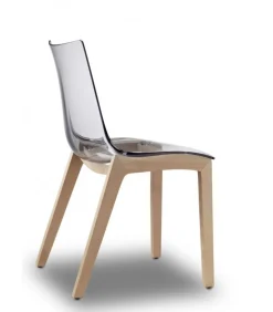 La Scocca In Policarbonato E Disponibile Bianca E Trasparente, Le Gambe In Faggio Naturale E Wenge.