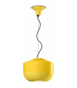 Lampada A Sospensione Bellota Di Ferroluce, Con Paralume In Ceramica Smaltata.