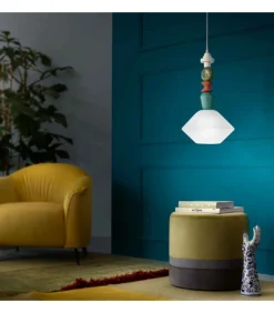 Lampada A Sospensione Lariat C2710, Realizzata In Italia In Ceramica Da Ferroluce.