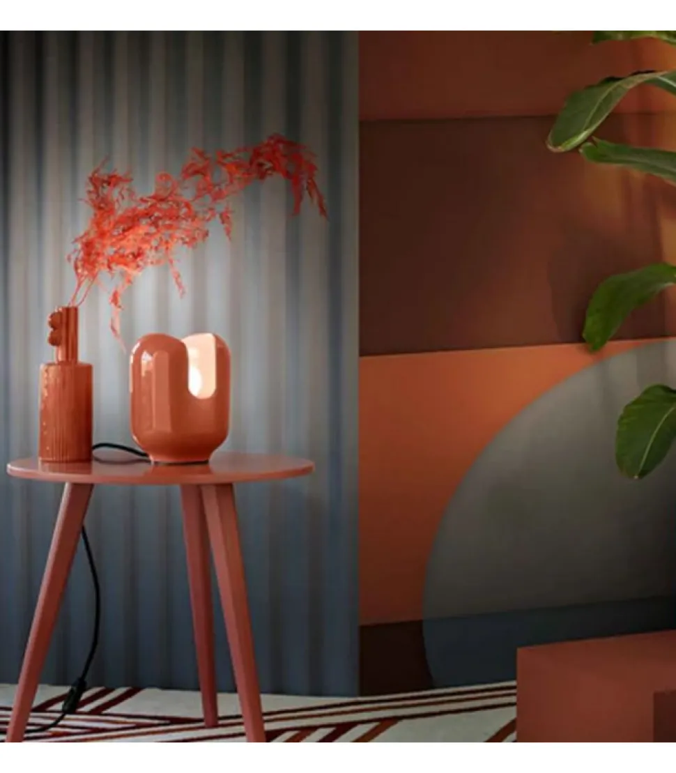 Lampada Da Tavolo In Ceramica Smaltata, Realizzata In Italia Da Ferroluce.