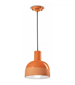 Lampada Sospesa Caxixi, Realizzata In Ceramica Smaltata Bicolore Tono Su Tono.
