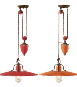Lampada Sospesa Clovelly A, Realizzata In Ceramica Da Artigiani Italiani Professionisti, Con Colori Anticati.