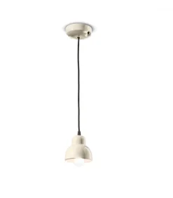 Lampada Sospesa Con Paralume In Ceramica Smaltata, Con Presa Per La Lampadina E14.