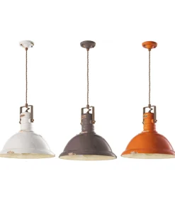 Lampada Sospesa Dundee, Prodotta In Italia Da Ferroluce, In Ceramica Con Colori Anticati Vintage.