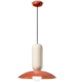 Lampada Sospesa In Ceramica Smaltata, Realizzata In Italia Da Ferroluce.