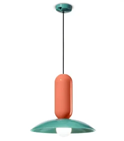 Lampada Sospesa In Ceramica Smaltata, Realizzata In Italia Da Ferroluce.
