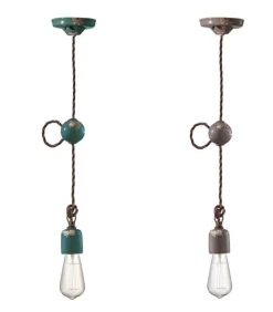 Lampada Sospesa La Valletta Di Ferroluce, Realizzata In Italia, In Ceramica Con Finiture Vintage.