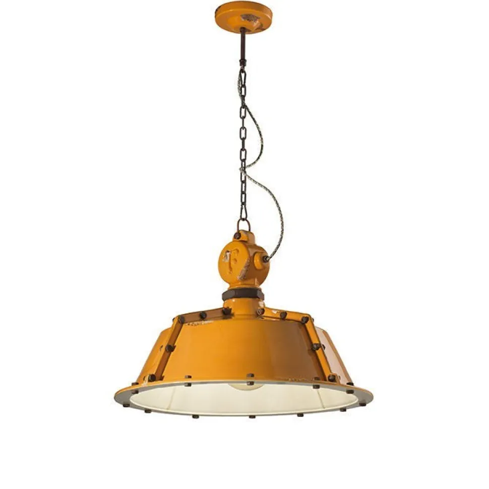 Lampada Sospesa Perth Di Ferroluce, In Ceramica Effetto Anticato Vintage, Realizzata In Italia.