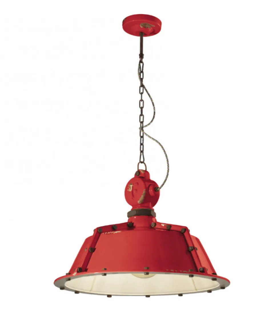 Lampada Sospesa Perth Di Ferroluce, In Ceramica Effetto Anticato Vintage, Realizzata In Italia.